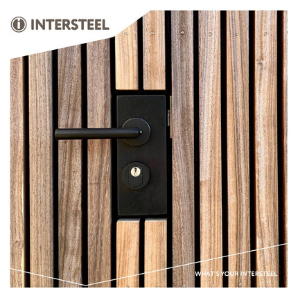 Intersteel Set achterdeurbeslag rond SKG*** met kerntrekbeveiliging rvs zwart - Doika - Achterdeurbeslag op rozet - Intersteel - 8714186540046 - 23,405,715