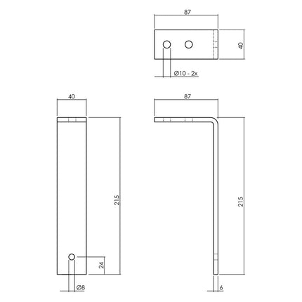 Intersteel Set van 5 plafondbeugels tbv schuifdeursysteem mat zwart - Doika - Schuifdeursystemen - Intersteel - 8714186510186 - 23,450,150