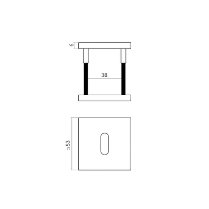 Intersteel Sleutelrozetten verdekt 53x53x6mm PVD zwart - Doika - Rozetten - Intersteel - 8714186695807 - 1,323,103,086