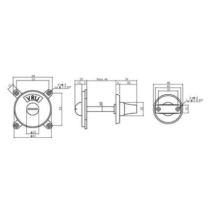 Intersteel Toilet - /badkamersluiting George vrij/bezet messing gelakt - Doika - Rozetten - Intersteel - 8714186515167 - 13,370,201