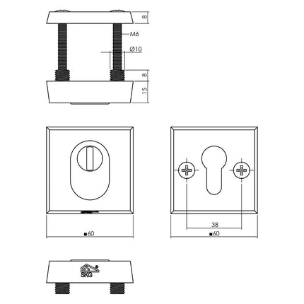 Intersteel Veiligheidsrozet SKG*** vierkant met kerntrekbeveiliging aluminium zwart - Doika - Veiligheidsrozetten - Intersteel - 8714186538449 - 23,375,003