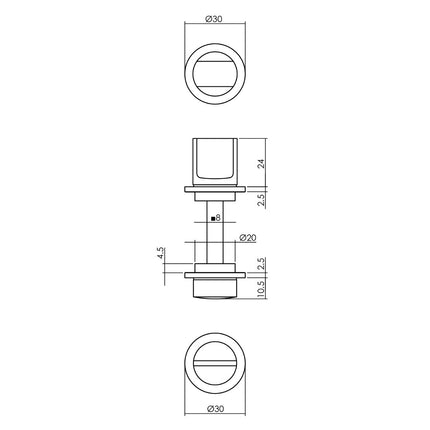 Intersteel WC - sluiting met minimalistische ronde rozet rvs geborsteld - Doika - Rozetten - Intersteel - 8714186558010 - 35,343,860