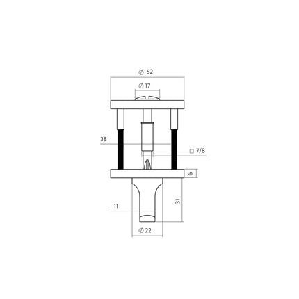 Intersteel WC - sluiting verdekt ø52x6mm met stift 6 - 8mm rvs - Doika - Rozetten - Intersteel - 8714186695746 - 1,335,102,061