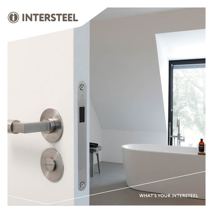 Intersteel Woningbouw magneet badkamer/toilet slot 63/8mm, voorplaat afgerond rvs - Doika - Woningbouwsloten - Intersteel - 8714186463185 - 94,957,065