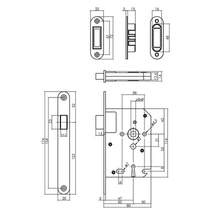 Intersteel Woningbouw magneet klavier dag - en nachtslot 55mm, voorplaat afgerond rvs - Doika - Woningbouwsloten - Intersteel - 8714186463161 - 94,957,024