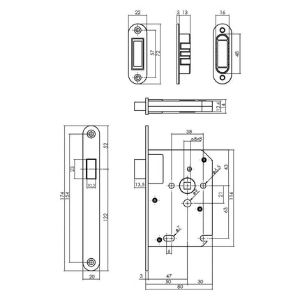 Intersteel Woningbouw magneet loopslot, voorplaat afgerond zwart - Doika - Woningbouwsloten - Intersteel - 8714186463239 - 94,957,211