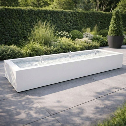 Langwerpige aluminium watertafel met fonteinen 300x80x40cm 70kg - Zuiver Wit (RAL 9010) - Doika - Watertafel - Geroba -  - TaulaAA7