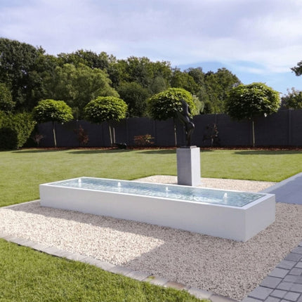 Langwerpige aluminium watertafel met fonteinen 400x100x40cm 103kg - Zuiver Wit (RAL 9010) - Doika - Watertafel - Geroba -  - TaulaAA4-9010
