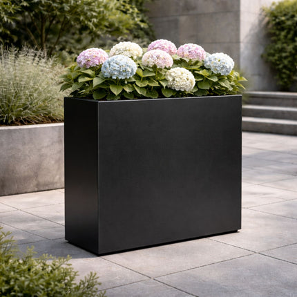 Langwerpige aluminium plantenbak 90x30x80 cm - Gitzwart (RAL 9005)