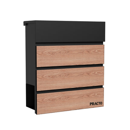 Practo Garden Brievenbus Cannes Mat Zwart met houtlook - Doika - Brievenbus - Practo Garden - B431NW