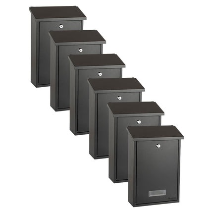 Practo Garden Brievenbussen Dublin Mat Zwart | Set van 6 stuks - Doika - Brievenbusset - Practo Garden -  - 6 stuks van B311N