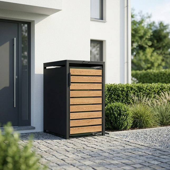 Practo Garden Kliko ombouw Enkel Mat Zwart/eiken - Doika - Kliko Ombouw - Practo Garden - 5414045050350 - P351NW