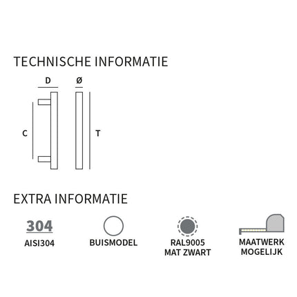 Shuffle Handgreep Frankfurt 30 x 1200 x 1360 mm Zwart - Doika - Deurgrepen - Shuffle - 8717727192445 - 62523050