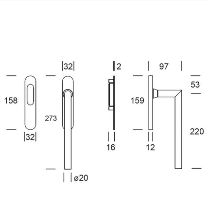 Shuffle SDG Toledo Enkel Blind Inox - Doika - Hefschuifdeurbeslag - Shuffle - 8717727136395 - 62072002