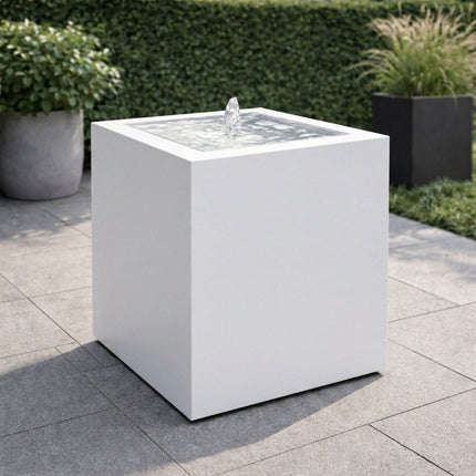Vierkante aluminium watertafel met fontein 60x60x70cm 23kg - Zuiver Wit (RAL 9010) - Doika - Watertafel - Geroba -  - TaulaQA5-9010