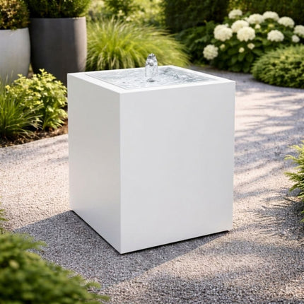 Vierkante aluminium watertafel met fontein 60x60x70cm 23kg - Zuiver Wit (RAL 9010) - Doika - Watertafel - Geroba -  - TaulaQA5-9010