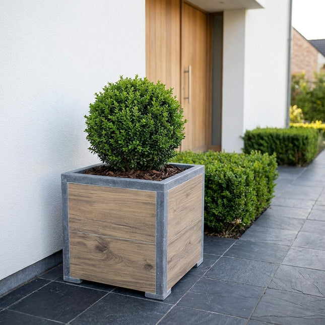 Vierkante arduinen plantenbak Modern Woodlook 40x40x42 cm