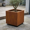 Vierkante cortenstalen plantenbak met wielen 70x70x70 cm - Doika - Plantenbak - Geroba -  - QuadraWH5