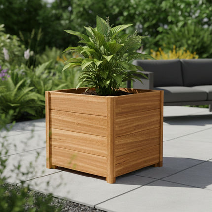 Vierkante Hardhouten plantenbak met poten 60x60x55 cm - Doika - Plantenbak - Geroba -  - ARRELH1