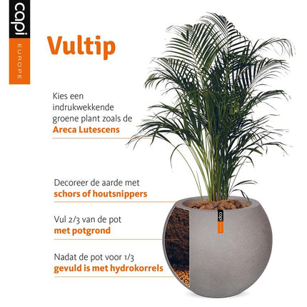 Capi Europe Vaas elegant laag Rib NL Ø46 x H58 cm - donkergrijs - Doika - Plantenbak - Capi Europe - 8716443099069 - KDGR783