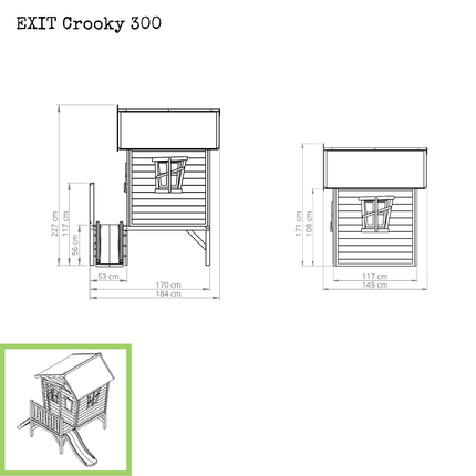 EXIT Crooky 300 houten speelhuis - grijsbeige - Doika BV - Crooky speelhuisjes - EXIT Toys - 8718469466573 - 50.43.00.00