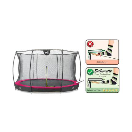 EXIT Silhouette inground trampoline ø366cm met veiligheidsnet - roze - Doika BV - Trampoline - EXIT Toys - 8719743250642 - 12.95.12.60