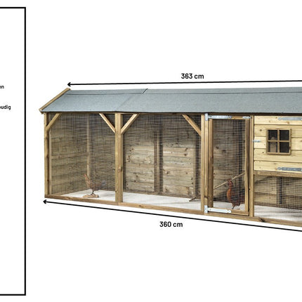 Kippenhok Jumper 363 x 95 x 148 cm - Doika BV - Kippenhok - Doika BV - 8720569173046 - 8720569173046
