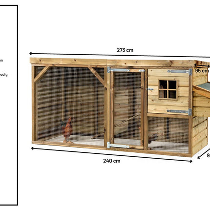 Kippenhok Nelly 273 x 95 x 124 cm - Doika BV - Kippenhok - Doika BV - 8720569172995 - 8720569172995