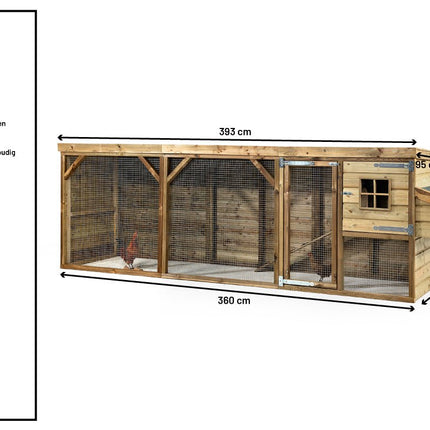 Kippenhok Toby 393 x 95 x 124 cm - Doika BV - Kippenhok - Doika BV - 8720569173022 - 8720569173022