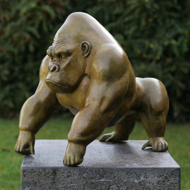 Thermobrass Gorilla groene hot patina 38x33x45cm (HxBxL) - Doika BV - Bronzen beeld - Thermobrass - 5410807911402 - B91140