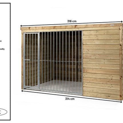 Voldux Hondenkennel Sam 314 x 203 x 196 cm - Doika BV - Hondenkennel - Voldux - 8720569173169 - 8720569173169