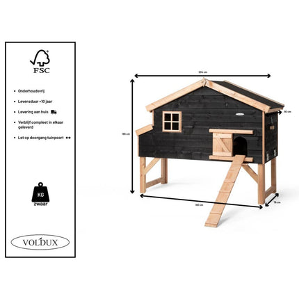 Voldux Kippenhok Jens XL 204 x 90 x 165 cm - Doika BV - Kippenhok - Voldux - 8720569162132 - 8720569162132