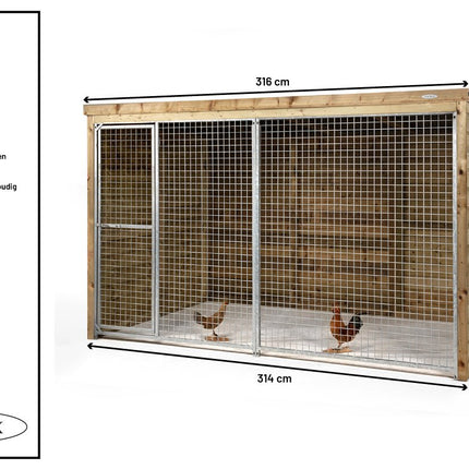 Voldux Kippenren Bram 314 x 203 x 196 cm - Doika BV - Kippenren - Voldux - 8720569173053 - 8720569173053